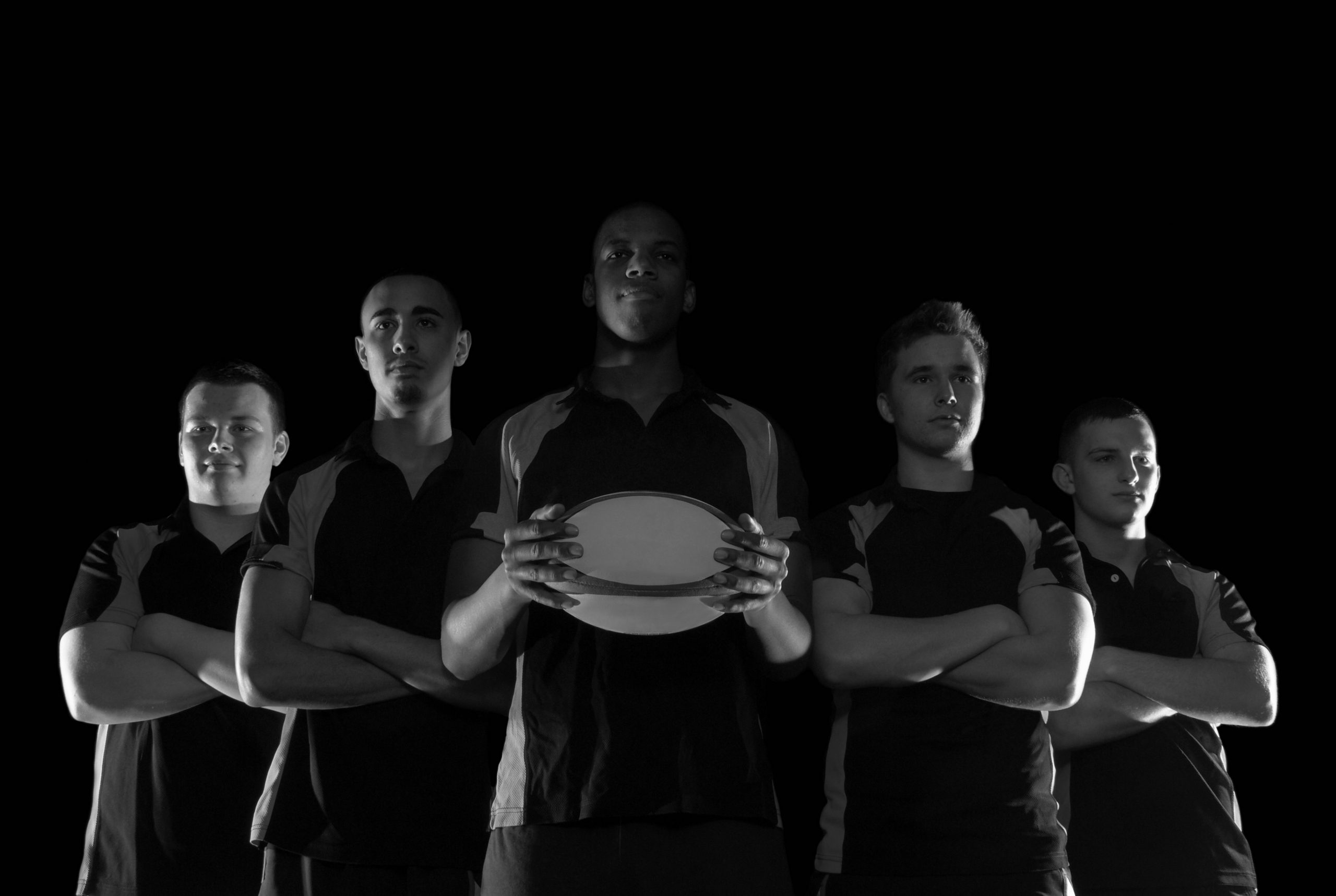 Row of rugby players
